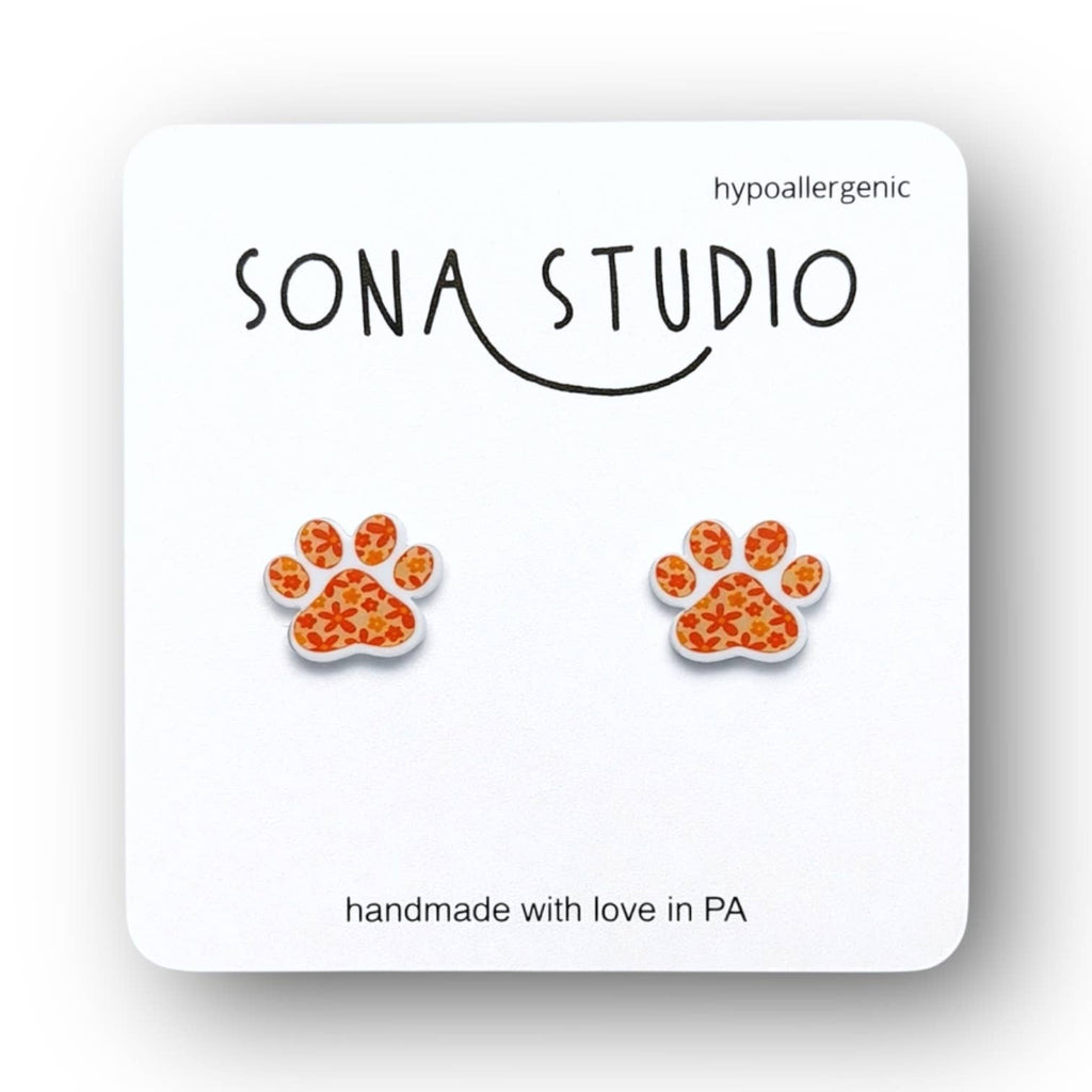 Flower Paw Print Earrings