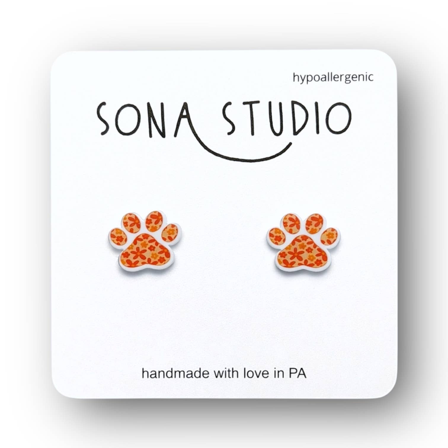 Flower Paw Print Earrings