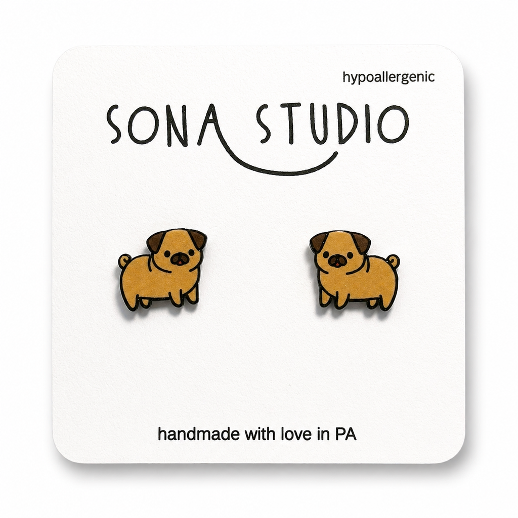 Pug Puppy Earrings