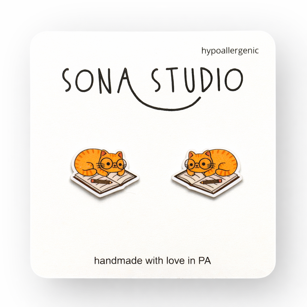 Well Read Kitty Earrings