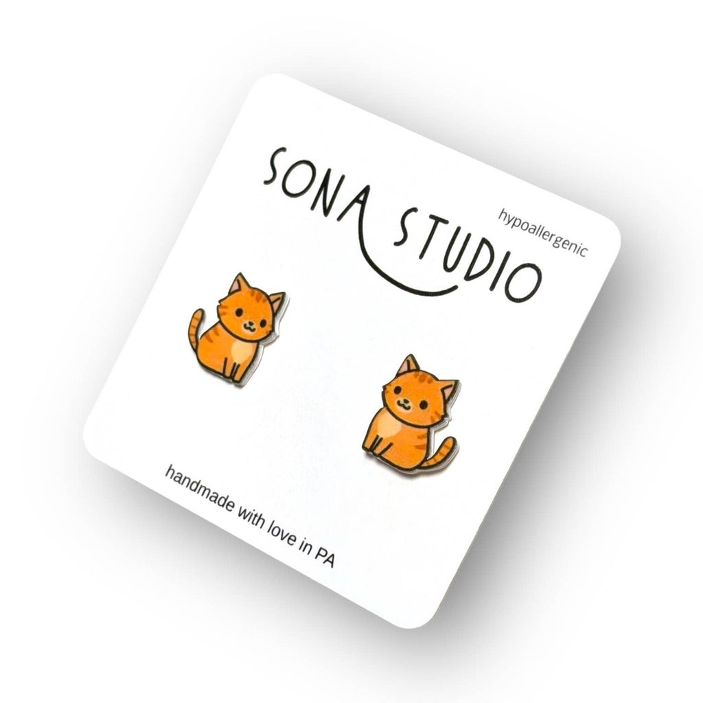 Orange Cat Earrings