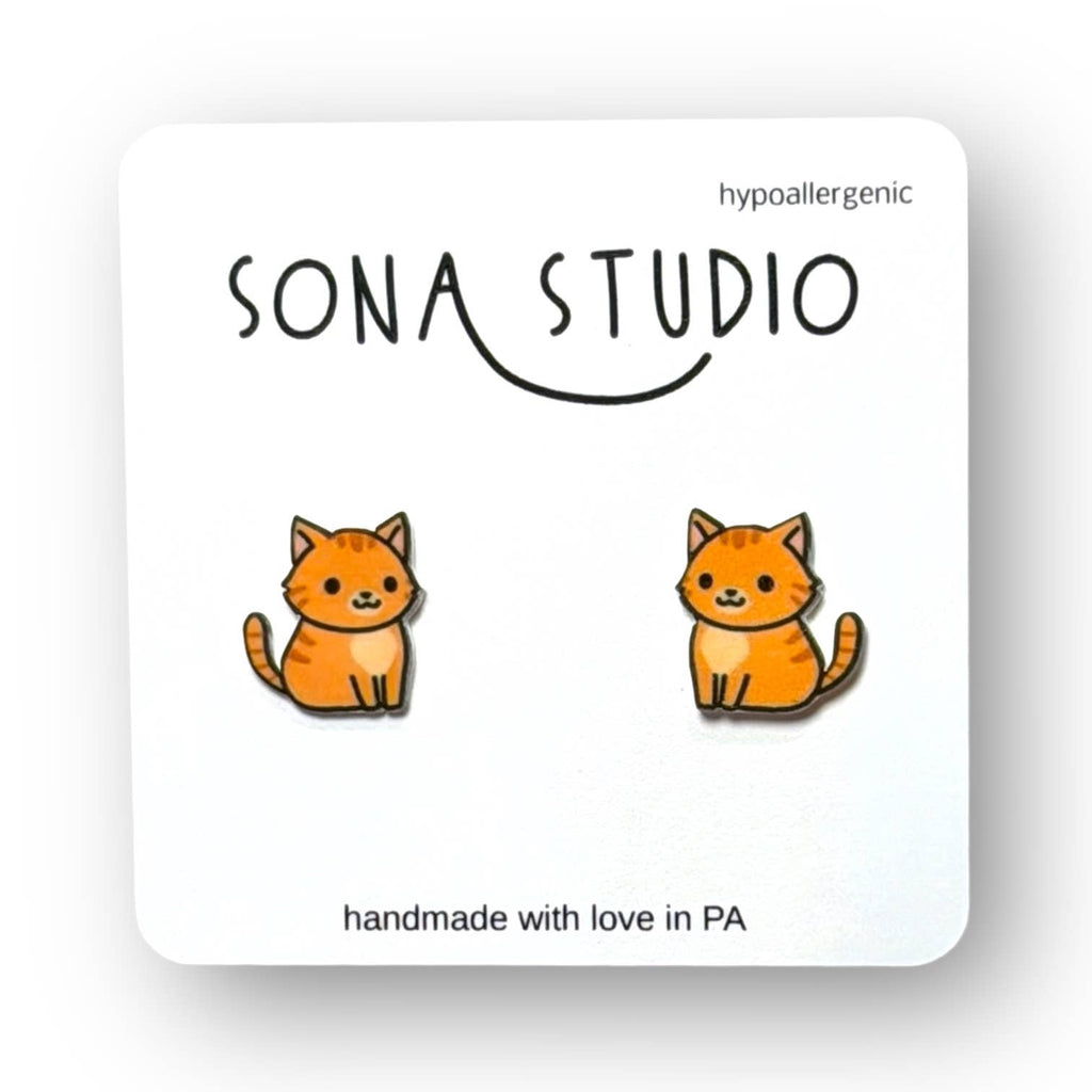 Orange Cat Earrings