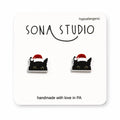 Black Cat Christmas Earrings