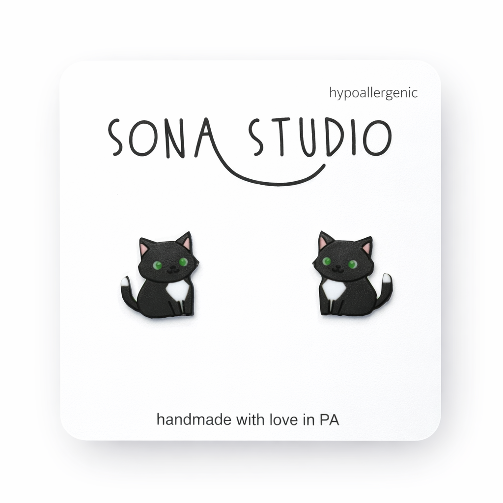 Tuxedo Cat Earrings