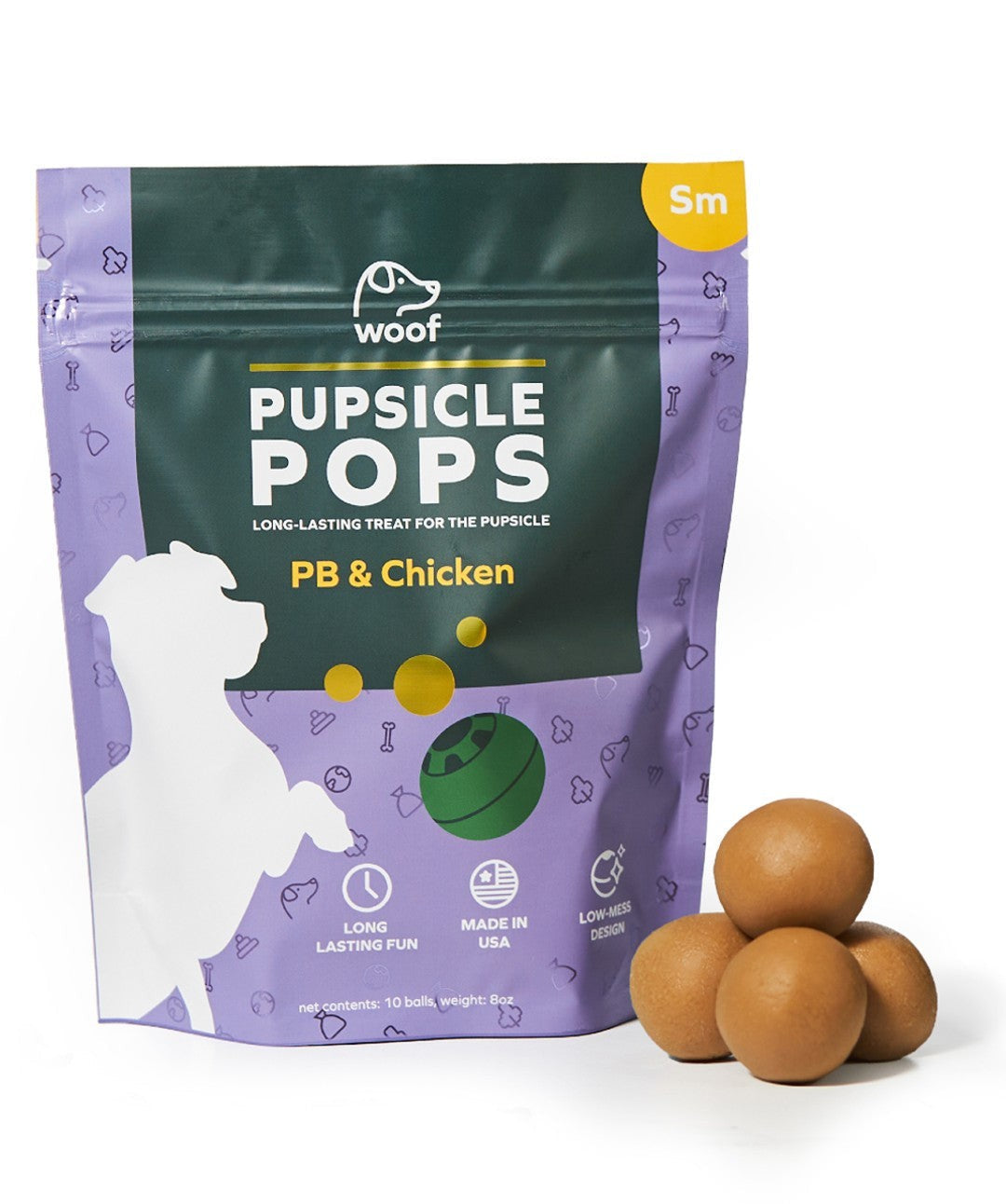 Woof Pops Small Treat Chicken Peanut Butter 6.5 Oz