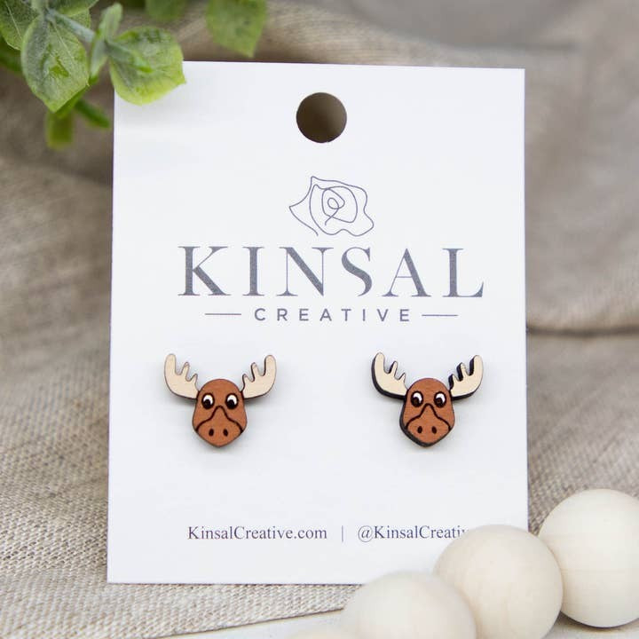 Moose Wood Stud Earrings