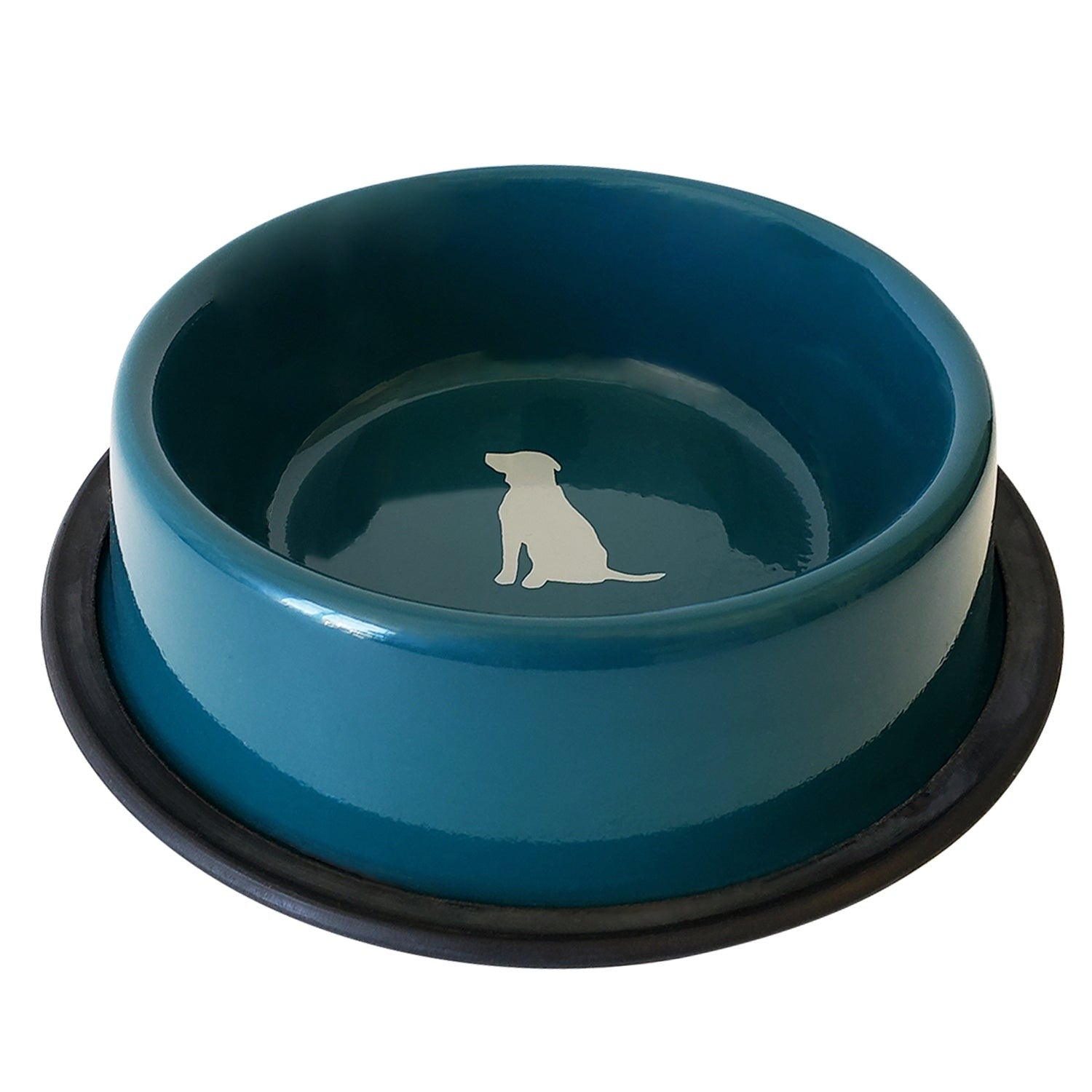Steel Dog Print Dog Bowl - Teal - 16oz